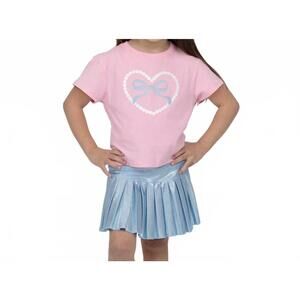 NEW AZARHIA glitter pearl heart boxy tee in pink